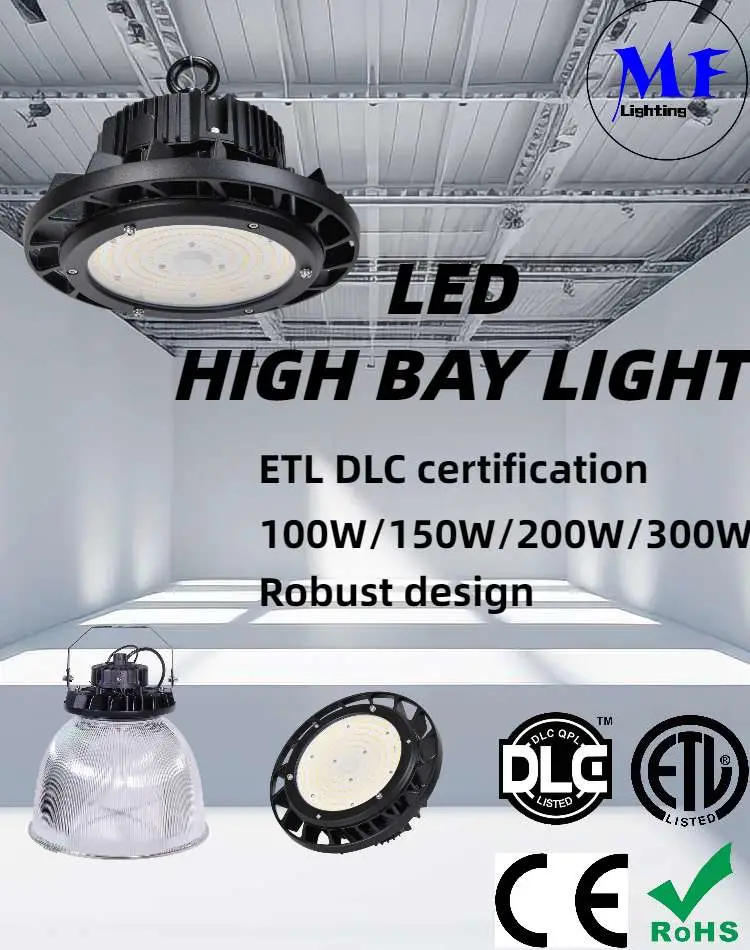 Durable Aluminum Alloy LED 100W 150W 200W High Bay Light with IP65 Waterproof Rating for Warehouse and Factory